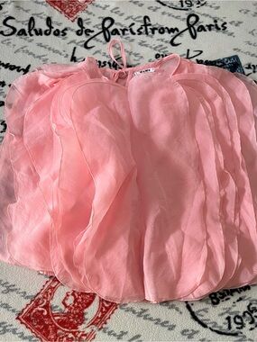 WoWo Pink 3D Petal Ruffle Blouse